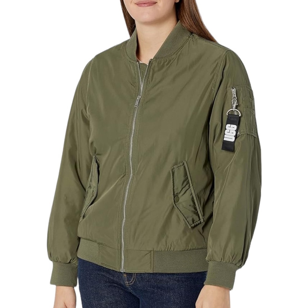 ⚡️SOLD⚡️UGG Aviator Style Bomber Jacket Olive Green Women’s Size Large - Picture 2 of 16